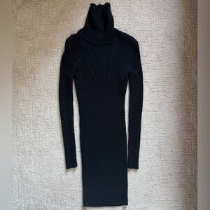 Amazon Black Ribbed Turtleneck Sweater Dress
